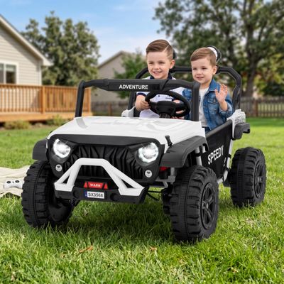 24V Ride on Car for Big Kids, Iron 2 Seater Ride on Toy, Fast 4.97MPH Truck, 4WD Kids Electric Vehicles with Remote Control, Spring Suspension, Front & Behind LED Lights, Dual Storage, Music,