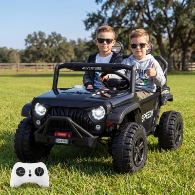 24V Ride on Car for Big Kids, Iron 2 Seater Ride on Toy, Fast 4.97MPH Truck, 4WD Kids Electric Vehicles with Remote Control, Spring Suspension, Front & Behind LED Lights, Dual Storage, Music,