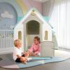 Kids Playhouse, Outdoor & Indoor Play House for Toddlers & Children, Green & White Playhouse with Working Door & Windows, Easy Assembly, Durable PP Material view 2