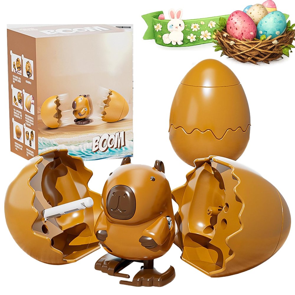 Wind-Up Animal Hatching Surprise Egg - Dinosaur Egg Hatching Toy,Rotate The Egg to Hatch a Walking Animal,Clockwork Dino Fun Dinosaurs,Easter Ideal Gift (Capybara)