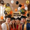Orange and Black Graduation Balloons, 2026 Graduation Party Decorations with 12inch Grad Print Latex Balloons Grad Foil Balloon for College High School Class of 2026 Congrats Grad Party Supplies view 3