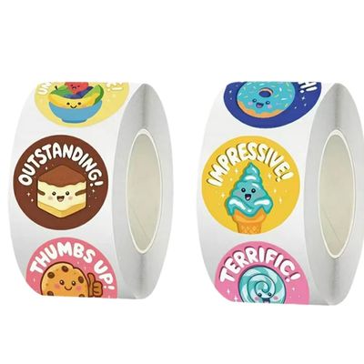 1000 Pieces 1Inch Mixed Dessert Stickers 20 Different Designs Water Bottles Scrapbooking Luggage Computer Decor School for All Ages Family Party Game Bag Supplies