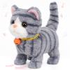 Hopearl Walking Gray Tabby Cat Interactive Electronic Pet Plush Kitty Toy with Sounds and Movements Animated Meow Shake Head Wiggle Tail Gifts for Toddlers Birthday, Gray, 7'' view 1