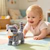 Hopearl Walking Gray Tabby Cat Interactive Electronic Pet Plush Kitty Toy with Sounds and Movements Animated Meow Shake Head Wiggle Tail Gifts for Toddlers Birthday, Gray, 7'' view 2