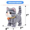 Hopearl Walking Gray Tabby Cat Interactive Electronic Pet Plush Kitty Toy with Sounds and Movements Animated Meow Shake Head Wiggle Tail Gifts for Toddlers Birthday, Gray, 7'' view 3