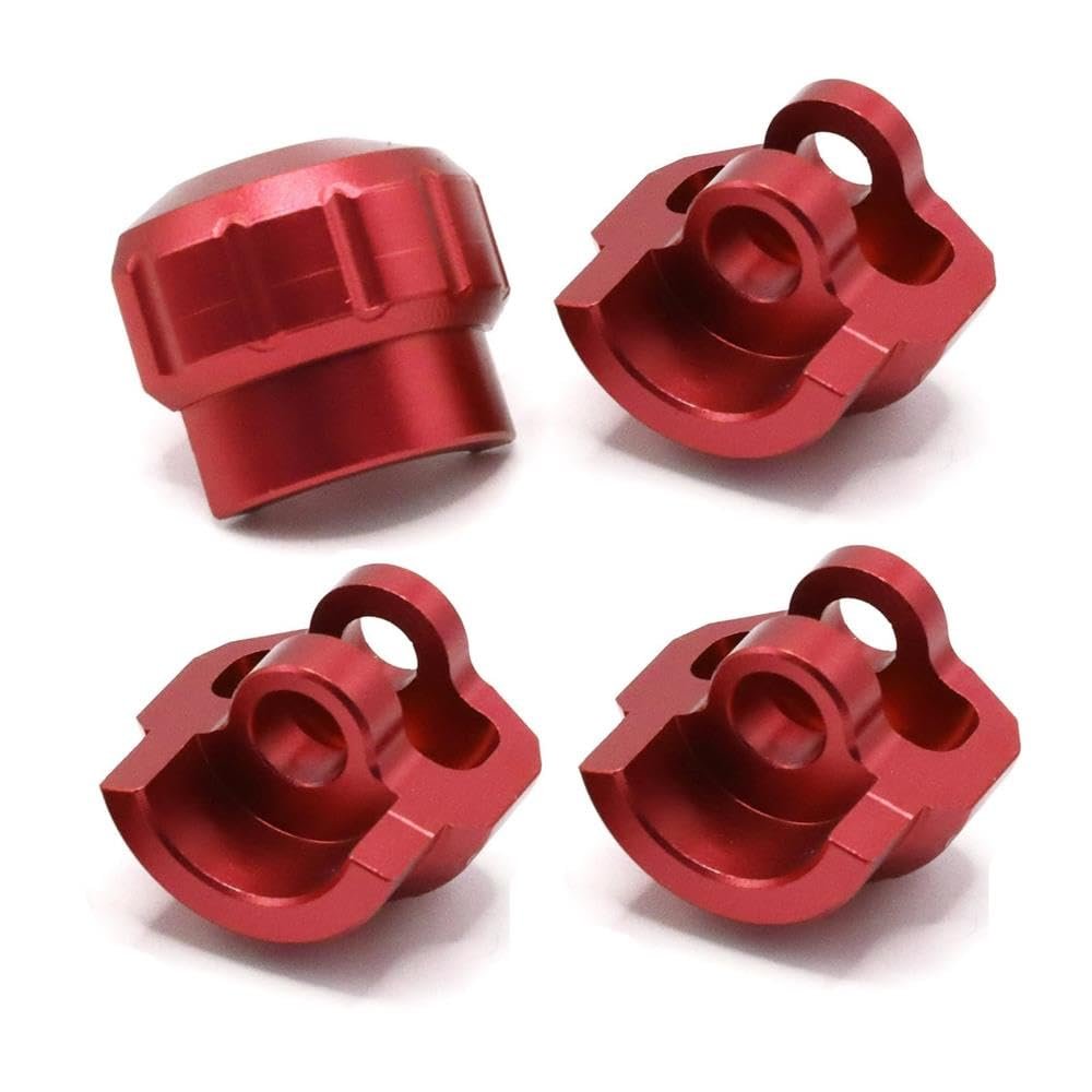4pcs Metal Shock Cap Protector Shock Absorber Protection Cover AR330492 for ARRMA 1/7 1/8 RC Car Upgrade Parts Accessories(Red)