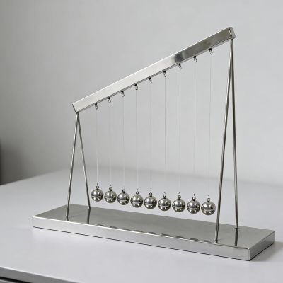 5/10-Ball Kinetic Art Sculpture, Curved Balance Pendulum Kinetic Pendulum, Metal Material, Stress Relief Decor & Unique Gift, for Artistic Decoration, Stress Relief, Science Education