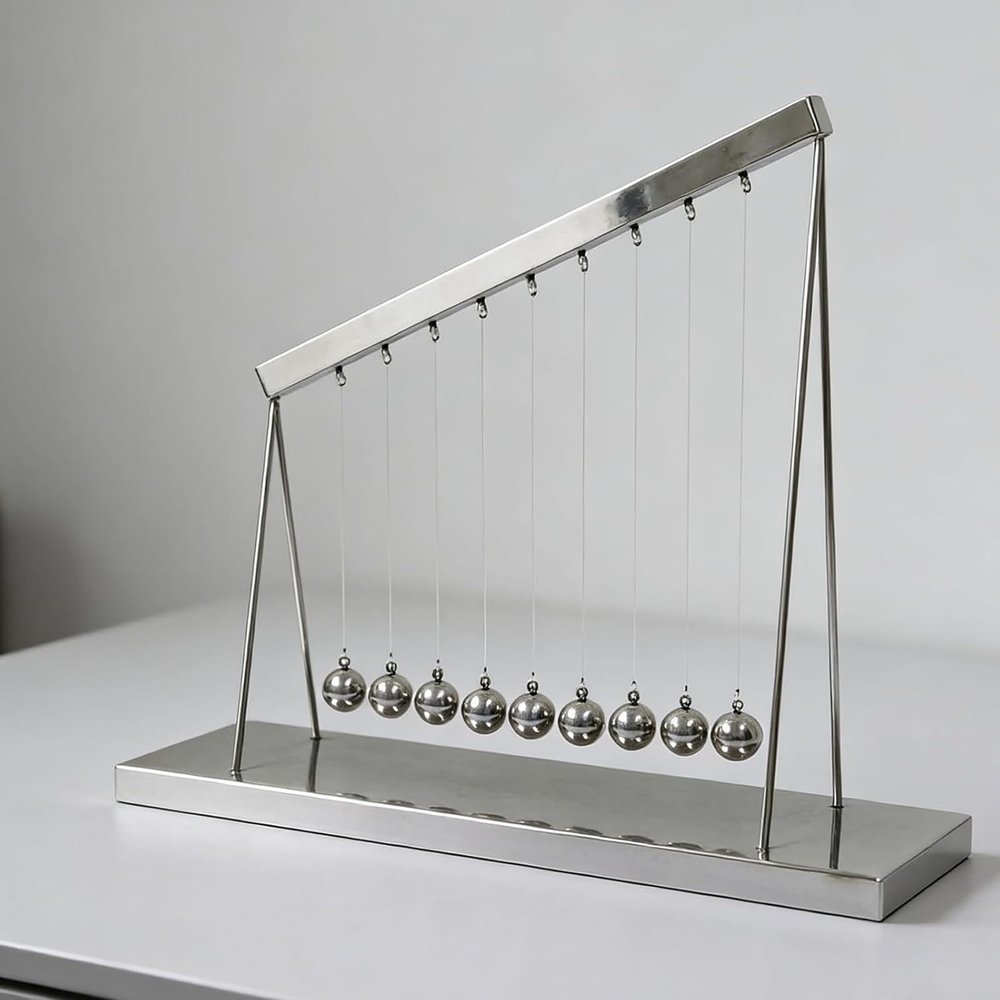 5/10-Ball Kinetic Art Sculpture, Curved Balance Pendulum Kinetic Pendulum, Metal Material, Stress Relief Decor & Unique Gift, for Artistic Decoration, Stress Relief, Science Education
