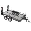 AMZSTAR RC Car Dual Axle Metal Trailer Climbing Vehicle Flatbed Trailer with Four Tires Wheels,Tail Lights,Metal Hitch Mount Trailer for 1/10 RC Crawler Car SCX10 TRX4 KM2 D90 Gen8 view 1