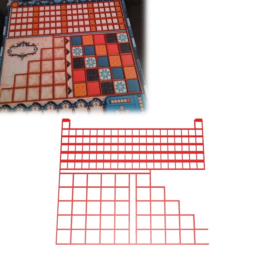Panel Overlay Organizer & Scoring Board for Azul - Scoreboard with Independent Partitions - 4 Pack (red)