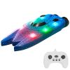 Authticar Mini Remote Control Boat, Mini RC Stunt Boat with 360 Flips, LED Lights, Fast Racing Toy for Pools and Lakes (Blue) view 1