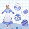 Meland Pioneer Dress for Girls, Colonial Floral Costume with Bonnet Apron & Purse, Dress Up Clothes for Girls Ages 5-13 (Blue, 11-13 Years) view 4