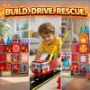 LATI Fire Rescue Magnetic Tiles for Kids,Double-Sided Fire & Rescue Blocks with Fire Truck, Station, Roads & Crane, STEM Magnetic Building Blocks for Boys & Girls Ages 3-8 view 3