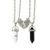 APXXAIBO "Best Friends Natural Stone Crystal Point & Split Heart Necklace Set, Adjustable Couple Necklace (FN0820) view 1