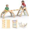 CMFYDAILY Large Pikler Triangle Set, 7-in-1 Toddler Climbing Toys Indoor, Wooden Montessori Climbing Set with Arch Ramp Ladder, Foldable Baby Jungle Gym Playground (Rainbow) view 1