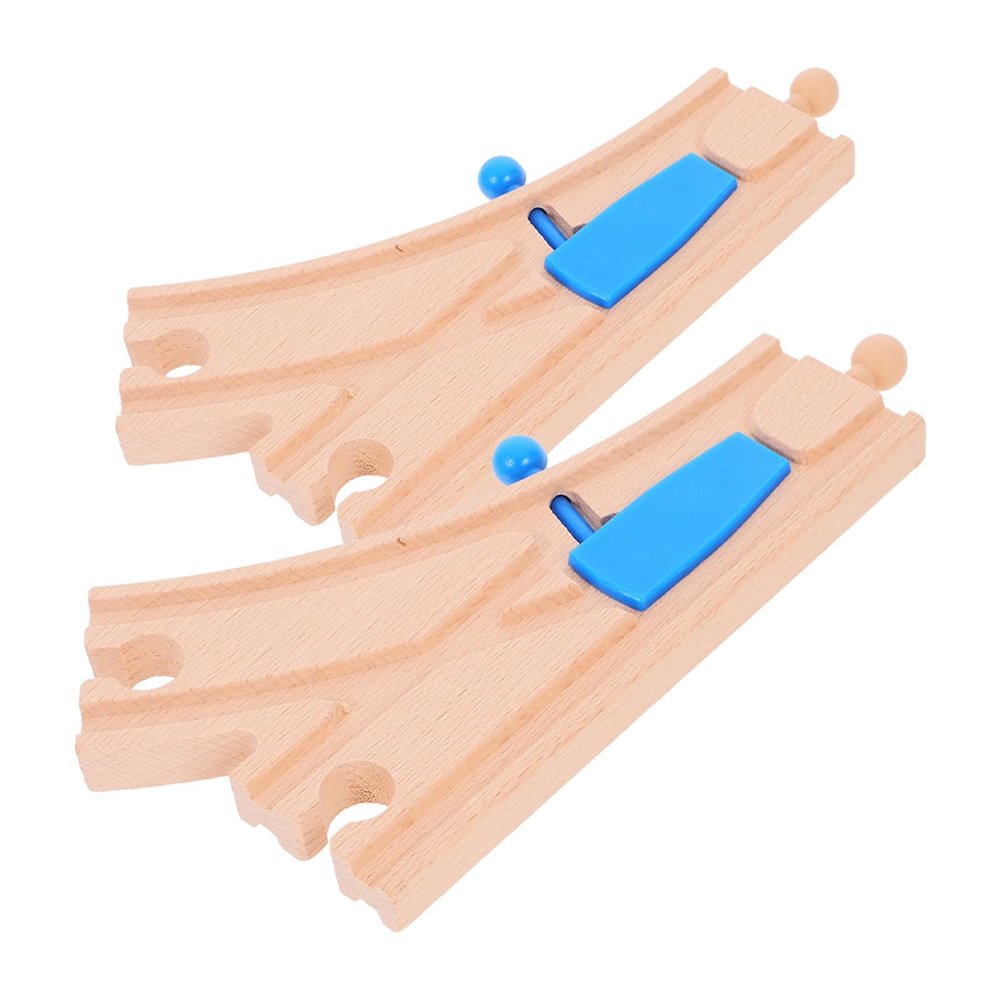 NUOBESTY 2pcs Wooden Train Track Connectors Switch Track Accessories for Kids Wooden Train Sets, Compatible with Leading Brands, Ideal for Creative Play