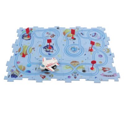 Hamwesh Puzzle Track Car Play Set, Educational Plastic Puzzle Track with Plane, DIY Assembling Trolley for Kids Age 3 and Above