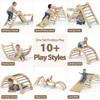 CMFYDAILY Large Pikler Triangle Set, 7-in-1 Toddler Climbing Toys Indoor, Wooden Montessori Climbing Set with Arch Ramp Ladder, Foldable Baby Jungle Gym Playground (Rainbow RD) view 3