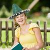 Alasum Mexican Pom Pom Straw Sombrero Hat for Party Adults, 40cm Green Carnival Festival Accessory, Mexican Party Headwear Decoration view 3