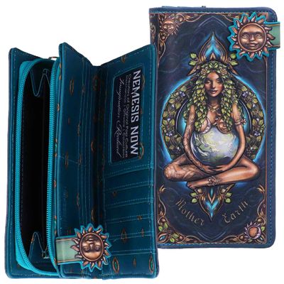 Nemesis Now Mother Earth Embossed Purse 18.5cm Nature Goddess Wallet, Spiritual Fantasy Handbag with Zip-Around Closure, Handbag for Nature Lovers