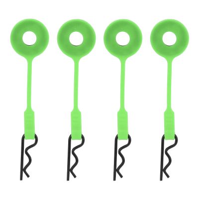 FILFEEL 4PCS Universal RC Body Clips Pins for /10 Remote Control Car Shell Fixing - Silicone & Metal Retainers in Various Colors (Green)