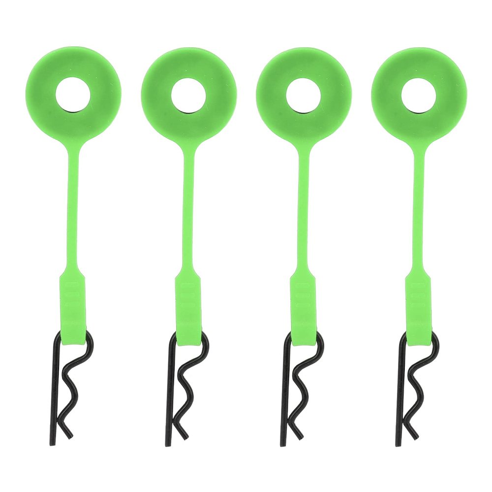 FILFEEL 4PCS Universal RC Body Clips Pins for /10 Remote Control Car Shell Fixing - Silicone & Metal Retainers in Various Colors (Green)