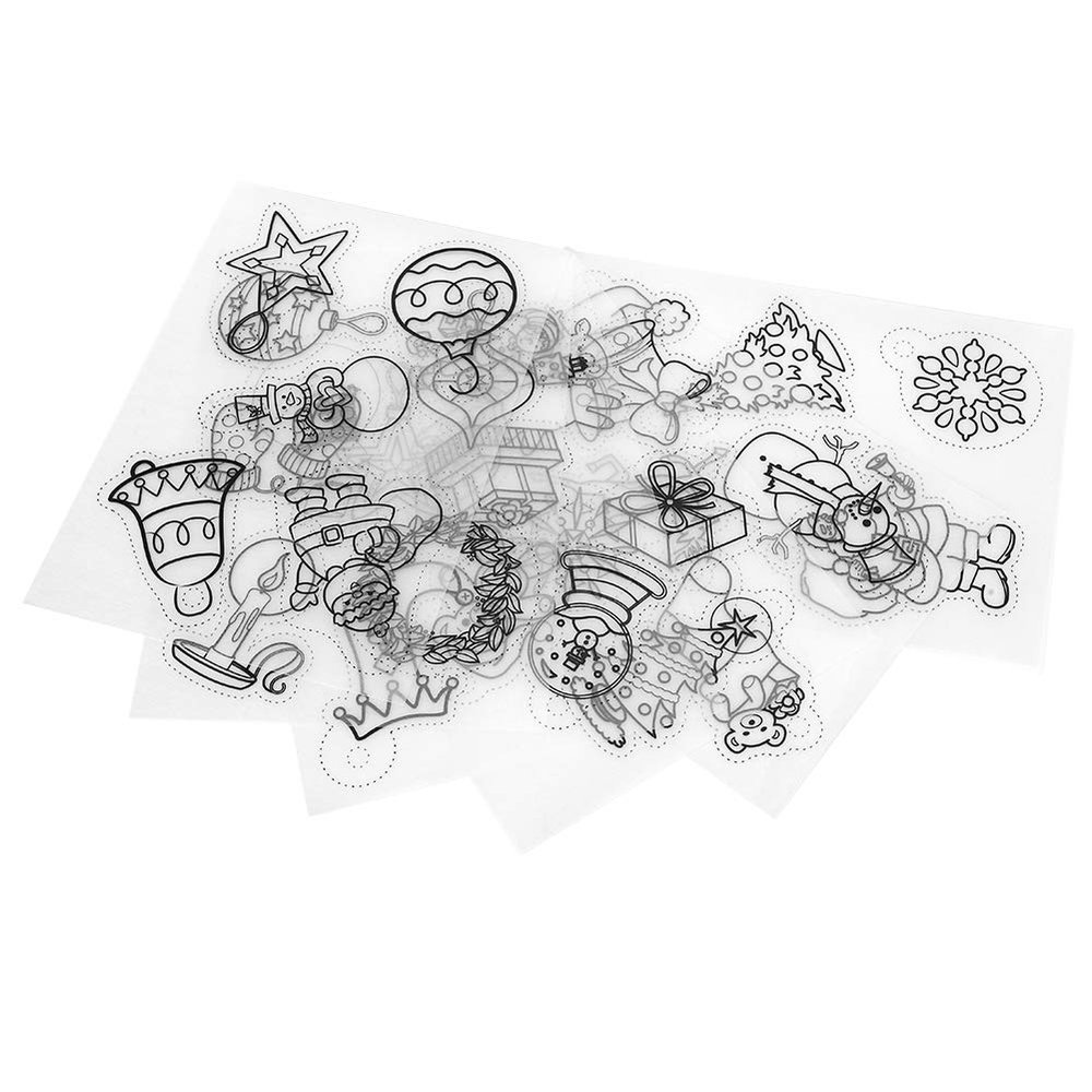 12Pcs Christmas DIY Heat Shrink Sheets Translucent Printable Film for Artwork Jewelry Keychain Earring Pendant Blanks Scrapbooking Embellishments Craft Supplies Compatible with