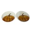 2pc Set Fall Autumn White plate with watercolor-styled pumpkin Design 4.5" Round Tidbit Plate set Spoon Rest (White With Orange Pumpkin) view 2