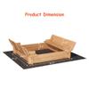 47''X47'' Wooden Sandbox with Lid & Solid Fir Wood, Outdoor Kids Sand Box with 2 Bench Seats & Bottom Liner, Kids Sandbox for Backyard, Patio, Garden view 2