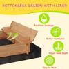 47''X47'' Wooden Sandbox with Lid & Solid Fir Wood, Outdoor Kids Sand Box with 2 Bench Seats & Bottom Liner, Kids Sandbox for Backyard, Patio, Garden view 4