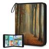 DJYQBFA Card Binder 4 Pocket with 50 Removable Sleeves - Holds 400 Trading Cards, Autumn Forest Path Mist 4-Ring Zip Top Loader Binder, Protective Album for Collectors view 1