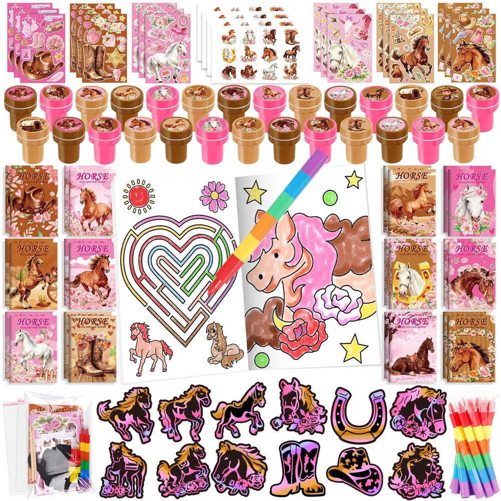 BenLouis 168 Pcs Western Horse Coloring Books Party Favors for Kids