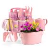 Floraxa 8Pcs Kids Gardening Set with Metal Basket & Real Metal Tools, STEM Outdoor Exploration Kit, Ergonomic Wooden Handles, 3 Shovels, Rake, Watering Can, Gloves, Toy Gift for Toddler Boys Girls view 1