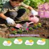 Floraxa 8Pcs Kids Gardening Set with Metal Basket & Real Metal Tools, STEM Outdoor Exploration Kit, Ergonomic Wooden Handles, 3 Shovels, Rake, Watering Can, Gloves, Toy Gift for Toddler Boys Girls view 2