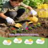Floraxa 8Pcs Kids Gardening Set with Metal Basket & Real Metal Tools, STEM Outdoor Kit, Ergonomic Wooden Handles, 3 Shovels, Rake, Watering Can, Gloves, Gift for Toddler Boys Girls, Yellow view 2