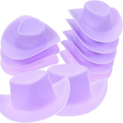 10Pcs Mini Cowboy Hat, Plastic Miniature Western Cowgirl Hat for Party Accessories, Cute Hat Party Dress Hat for Birthday Decoration