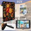 DJYQBFA Card Binder 4 Pocket with 50 Removable Sleeves - Holds 400 Trading Cards, Orange Floral Pattern Black 4-Ring Zip Top Loader Binder, Protective Album for Collectors view 3