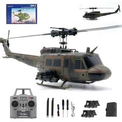 ROUASD C032 UH-1 Huey RC Helicopter with Optical Flow Positioning & Altitude Hold, 3D Inverted Flight, 1/48 Scale 2.4G 6CH Gyro Stabilized Aircraft Flybarless Brushless Model
