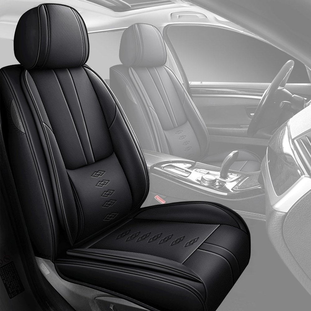 VIUDMEK Front Set Car Seat Covers for Acura RLX 2014-2020 Leather Seat Covers Waterproof Only Front Seats Car Seat Protectors Breathable Seat Cover Black