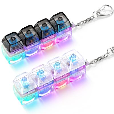 2 Pack Keyboard Fidget Toy Light Up Clicky Keyboard Clicker Fidget Keychain Clicky Fidget Toys for Adults, Sensory Toy for Boost Focus & Calm Anxiety at Work, Travel Stress Relief Gifts