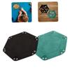 2Pcs Dice Tray Double Sided Foldable Dice Rolling Tray Velvet Hexagon Holder for Games and Other Table Games (Green + Black) view 2
