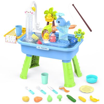 2026 Upgraded Water Table for Toddlers 1-3 with Electric Water Pump, Sand and Water Table for Kids Ages 4-6, Play Sink with Running Water, Sensory Table & Summer Water Toys