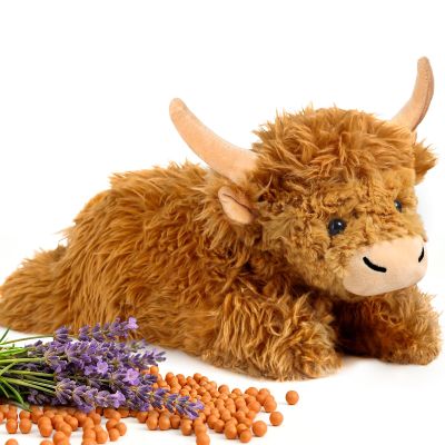 Highland Cow Stuffed Animals with Removable Microwave Heating Pad for Period Cramps Pain, Stress Relief, Weighted Stuffed Animals Lavender Scented Cow Plush for Sooth & Relax, Highland Cow Gifts