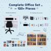 1:12 Scale Mini Desk Set with 100 Mini Books & 2 Bookshelves Miniature Dollhouse Furniture Set with Office Chair, Computer & 15+ Accessories Mini Desk Accessories for Doll House Diorama view 2