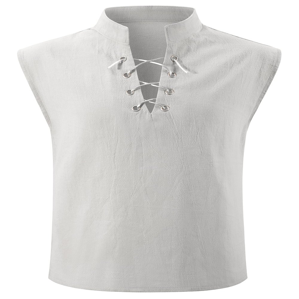 Kids Medieval Viking Pirate Renaissance Retro Costume Sleeveless Shirt for Boys Halloween Cosplay 3-4T White