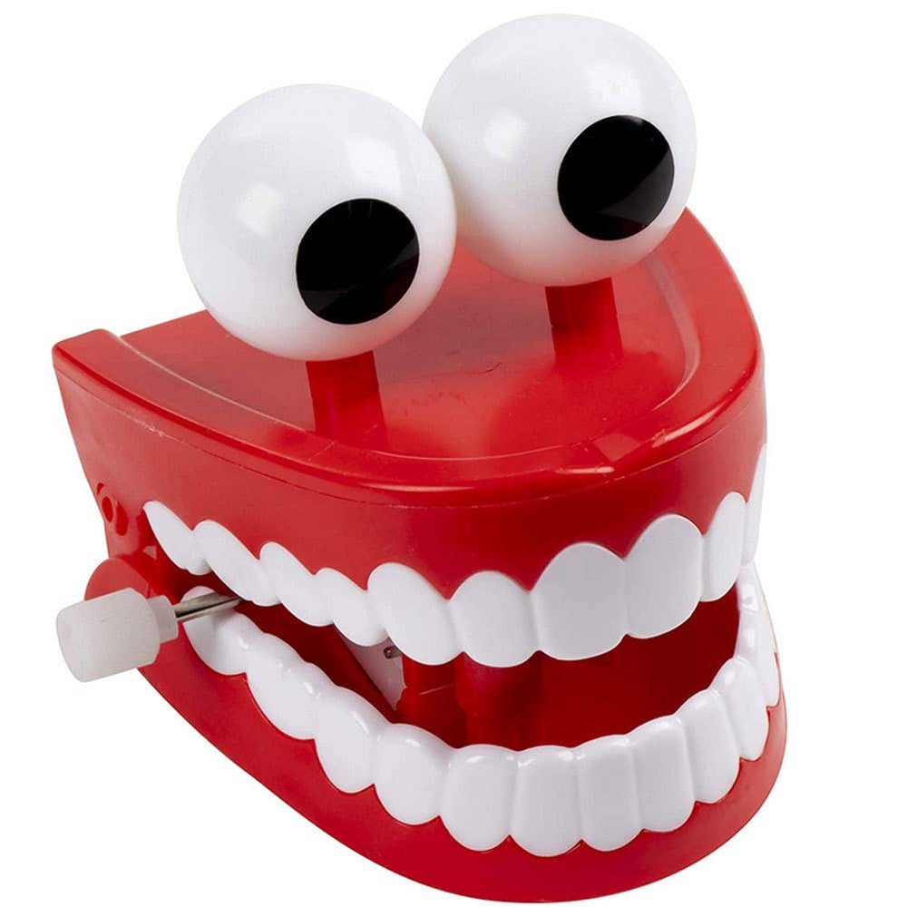 BEAHING Wind-up Chattering Teeth Toy, Plastic Red Chomping Teeth with Eyes for Party