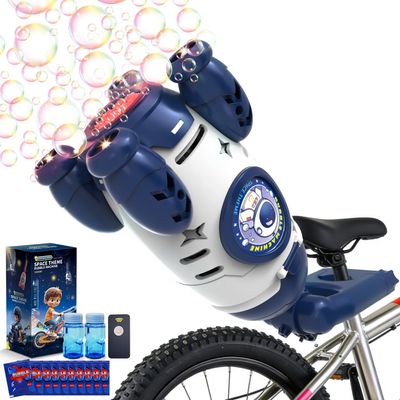 Bubble Gun for Kids, Automatic Rocket Bubble Machine, Handheld & Bicycle Use, Rechargeable Bubble Blower with Solution & LED Light, Summer Outdoor Toy, Gift for Boys Girls Age 3 4 5 6 7 8-12(White)