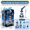 Bubble Gun for Kids, Automatic Rocket Bubble Machine, Handheld & Bicycle Use, Rechargeable Bubble Blower with Solution & LED Light, Summer Outdoor Toy, Gift for Boys Girls Age 3 4 5 6 7 8-12(White) view 2