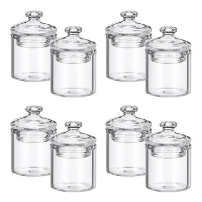 1:12 Scale Miniature Glass Jars with Lids - 8pcs Transparent Dollhouse Bottles Storage Jars Mini Glass Canister for Dollhouse Miniature Food, Terrarium Decor & Photo Props
