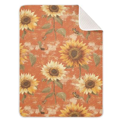 Rustic Sunflower Terracotta Baby Girl Blanket Soft Cotton Newborns Swaddling Blankets Presents for Baby 40'' x 30''